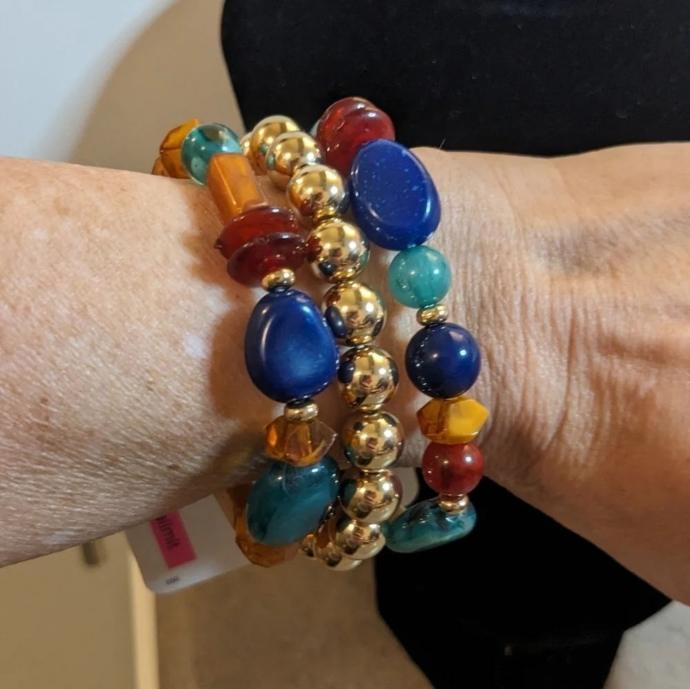 Mixit Gold Tone and Acrylic Bead Stretch Bracelet - Picture 5 of 6